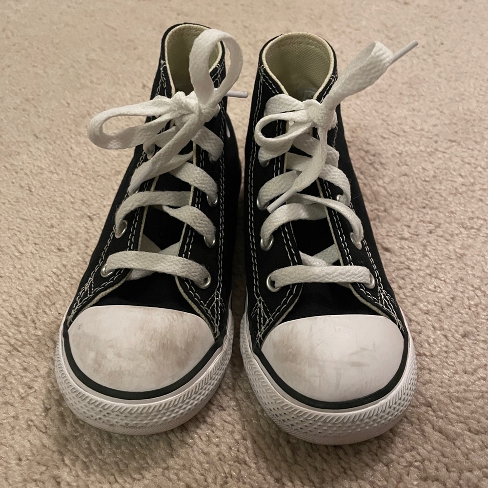 Kids Black and White High-Top Sneakers